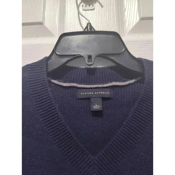 Banana Republic Men’s Navy‎ Blue Wool Blend Sweater Knit Business Size LARGE - Picture 3 of 8